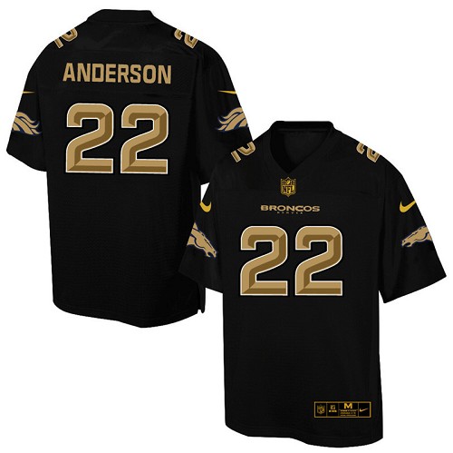 Men's Elite C.J. Anderson Nike Jersey Black - #22 Pro Line Gold Collection NFL Denver Broncos