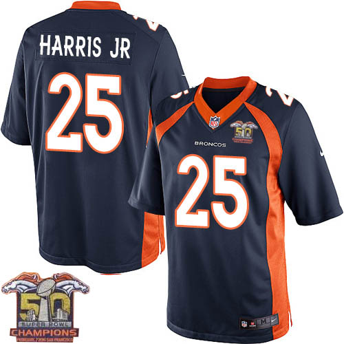 Youth Elite Chris Harris Jr Super Bowl 50 Champions Nike Jersey Navy Blue Alternate - #25 NFL Denver Broncos