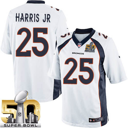 Youth Elite Chris Harris Jr Super Bowl L Nike Jersey White Road - #25 NFL Denver Broncos