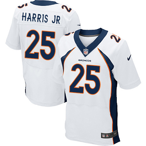 Men's Elite Chris Harris Jr Nike Jersey White Road - #25 NFL Denver Broncos