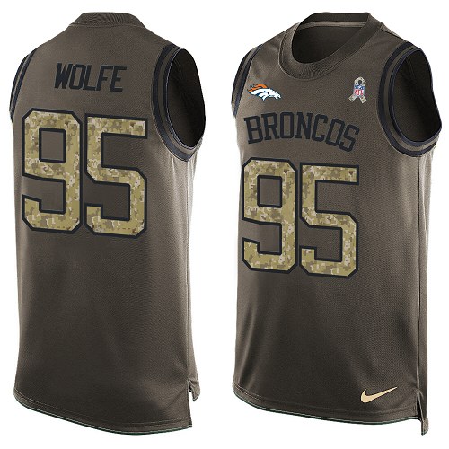 Men's Limited Derek Wolfe Nike Jersey Green - #95 Salute to Service Tank Top NFL Denver Broncos