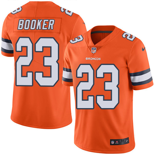 Men's Limited Devontae Booker Nike Jersey Orange - #23 Rush NFL Denver Broncos