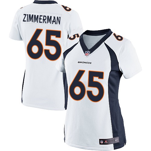 Women's Limited Gary Zimmerman Nike Jersey White Road - #65 NFL Denver Broncos