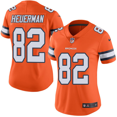 Women's Elite Jeff Heuerman Nike Jersey Orange - #82 Rush NFL Denver Broncos