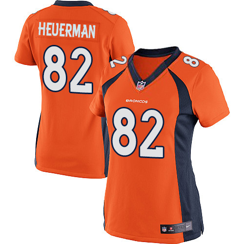 Women's Limited Jeff Heuerman Nike Jersey Orange Home - #82 NFL Denver Broncos