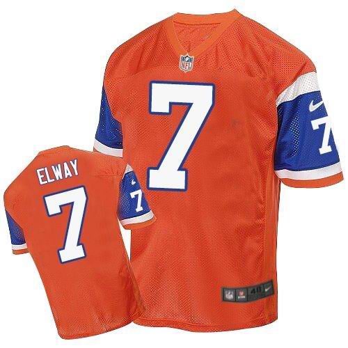 Men's Elite John Elway Nike Jersey Orange - #7 Throwback NFL Denver Broncos
