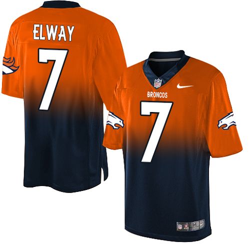 Men's Elite John Elway Nike Jersey Orange/Navy - #7 Fadeaway NFL Denver Broncos