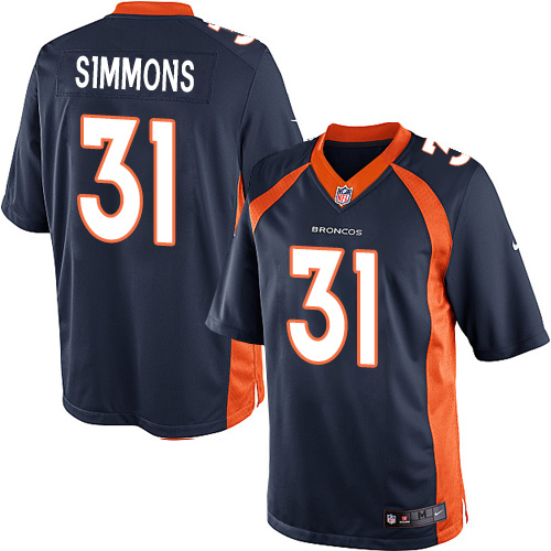Men's Limited Justin Simmons Nike Jersey Navy Blue Alternate - #31 NFL Denver Broncos