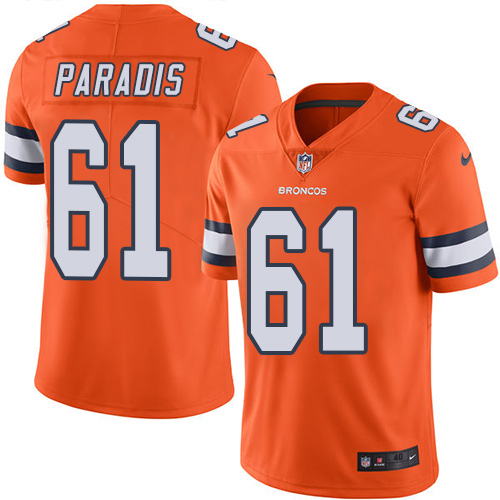 Men's Elite Matt Paradis Nike Jersey Orange - #61 Rush NFL Denver Broncos