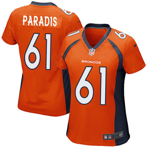 Women's Game Matt Paradis Nike Jersey Orange Home - #61 NFL Denver Broncos