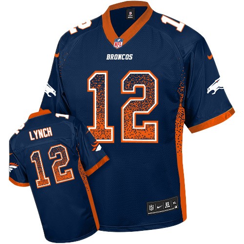 Men's Elite Paxton Lynch Nike Jersey Navy Blue - #12 Drift Fashion NFL Denver Broncos