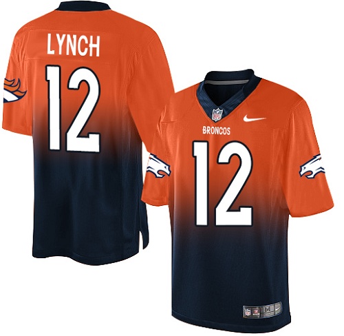Men's Elite Paxton Lynch Nike Jersey Orange/Navy - #12 Fadeaway NFL Denver Broncos