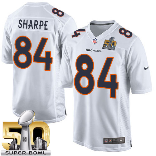 Men's Game Shannon Sharpe Super Bowl 50 Bound Nike Jersey White - #84 Event NFL Denver Broncos