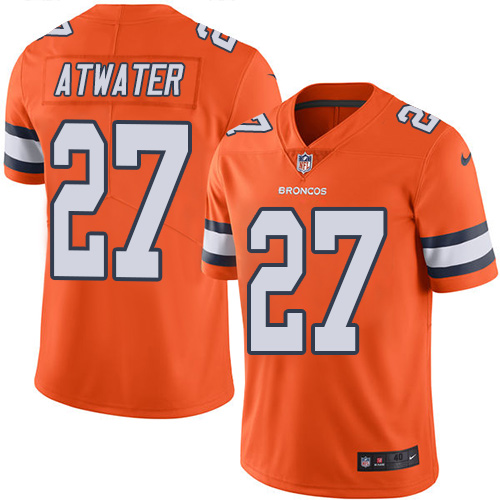 Men's Elite Steve Atwater Nike Jersey Orange - #27 Rush NFL Denver Broncos