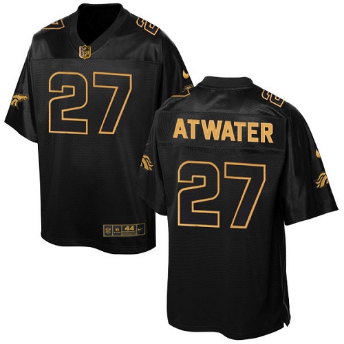 Men's Elite Steve Atwater Nike Jersey Black - #27 Pro Line Gold Collection NFL Denver Broncos