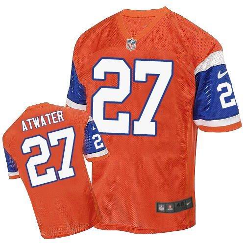 Men's Elite Steve Atwater Nike Jersey Orange - #27 Throwback NFL Denver Broncos
