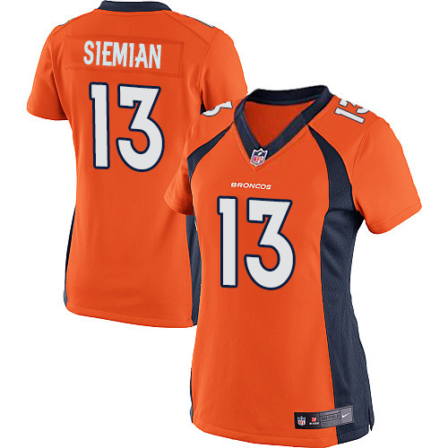 Women's Limited Trevor Siemian Nike Jersey Orange Home - #13 NFL Denver Broncos