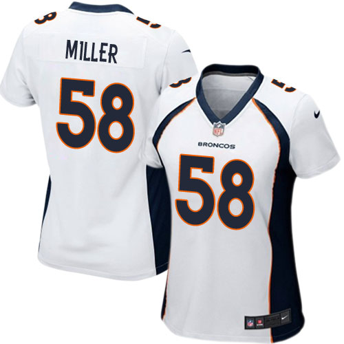 Women's Game Von Miller Nike Jersey White Road - #58 NFL Denver Broncos