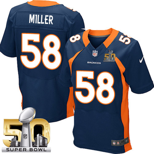 Men's Elite Von Miller Super Bowl L Nike Jersey Navy Blue Alternate - #58 NFL Denver Broncos