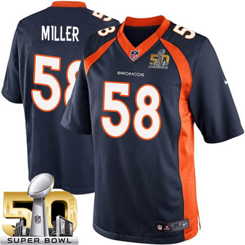 Youth Limited Von Miller Super Bowl L Nike Jersey Navy Blue Alternate - #58 NFL Denver Broncos