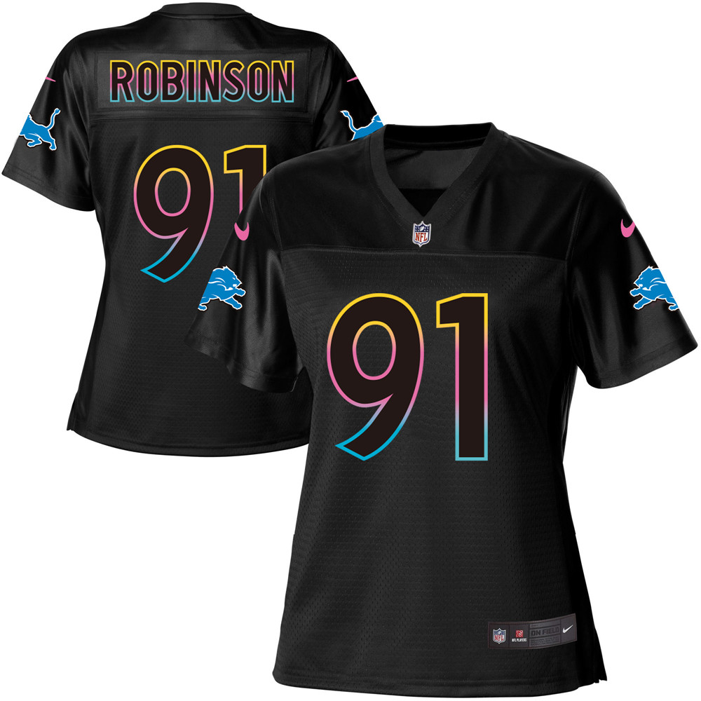 Women's Game A'Shawn Robinson Nike Jersey Black - #91 Fashion NFL Detroit Lions