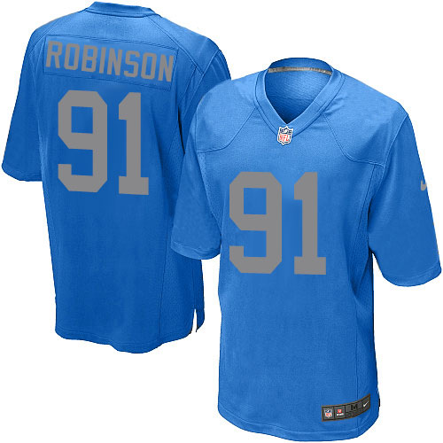 Men's Limited A'Shawn Robinson Nike Jersey Blue Alternate - #91 NFL Detroit Lions