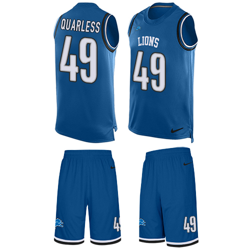 Men's Limited Andrew Quarless Nike Jersey Light Blue - #49 Tank Top Suit NFL Detroit Lions