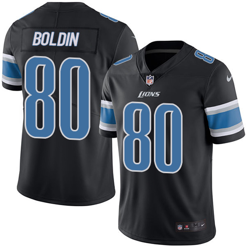 Men's Limited Anquan Boldin Nike Jersey Black - #80 Rush NFL Detroit Lions