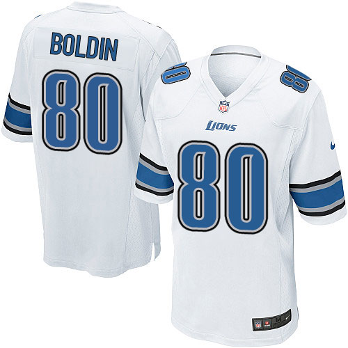 Men's Game Anquan Boldin Nike Jersey White Road - #80 NFL Detroit Lions
