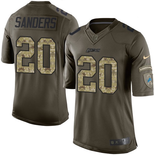 Youth Limited Barry Sanders Nike Jersey Green - #20 Salute to Service NFL Detroit Lions