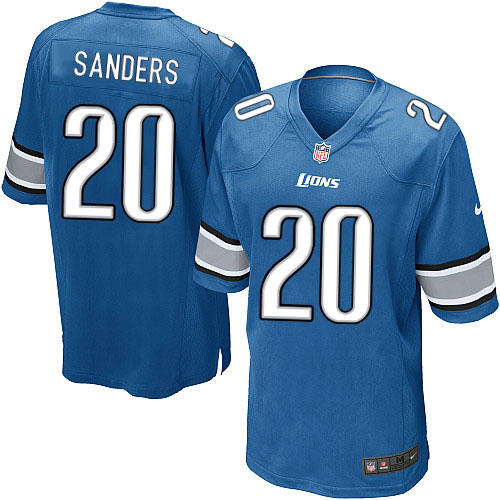 Youth Elite Barry Sanders Nike Jersey Light Blue Home - #20 NFL Detroit Lions