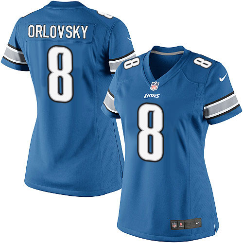 Women's Elite Dan Orlovsky Nike Jersey Light Blue Home - #8 NFL Detroit Lions