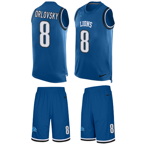 Men's Limited Dan Orlovsky Nike Jersey Light Blue - #8 Tank Top Suit NFL Detroit Lions