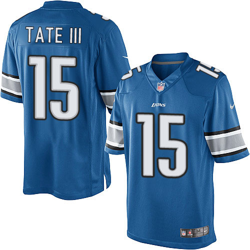 Youth Elite Golden Tate III Nike Jersey Light Blue Home - #15 NFL Detroit Lions