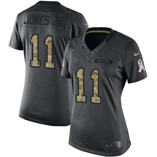 Women's Limited Marvin Jones Jr Nike Jersey Black - #11 2016 Salute to Service NFL Detroit Lions