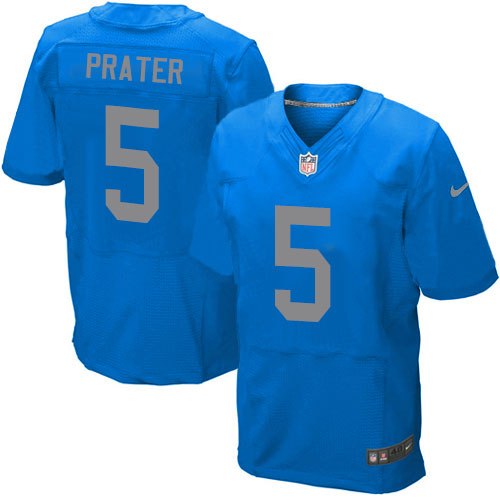 Men's Elite Matt Prater Nike Jersey Blue Alternate - #5 NFL Detroit Lions
