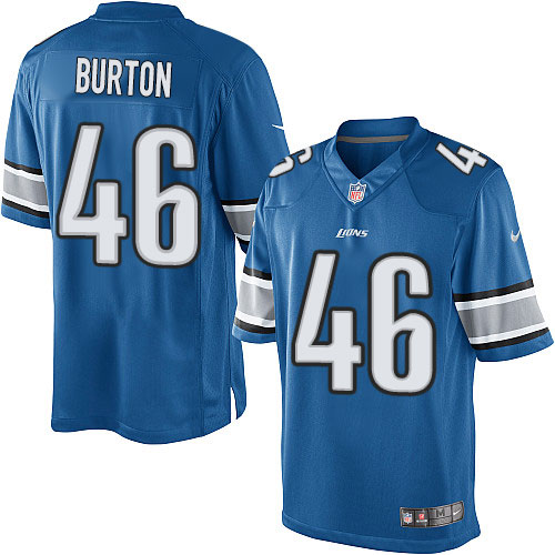Youth Elite Michael Burton Nike Jersey Light Blue Home - #46 NFL Detroit Lions