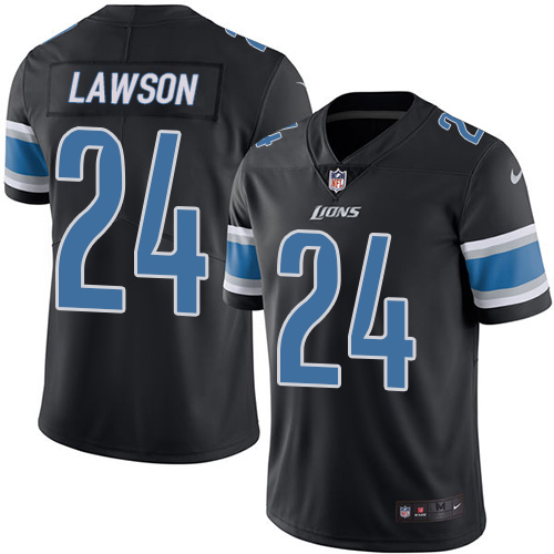 Men's Limited Nevin Lawson Nike Jersey Black - #24 Rush NFL Detroit Lions