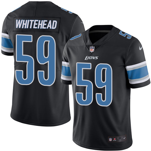 Men's Elite Tahir Whitehead Nike Jersey Black - #59 Rush NFL Detroit Lions