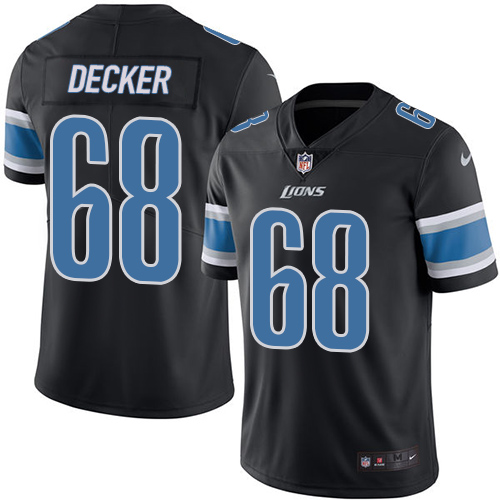 Men's Limited Taylor Decker Nike Jersey Black - #68 Rush NFL Detroit Lions