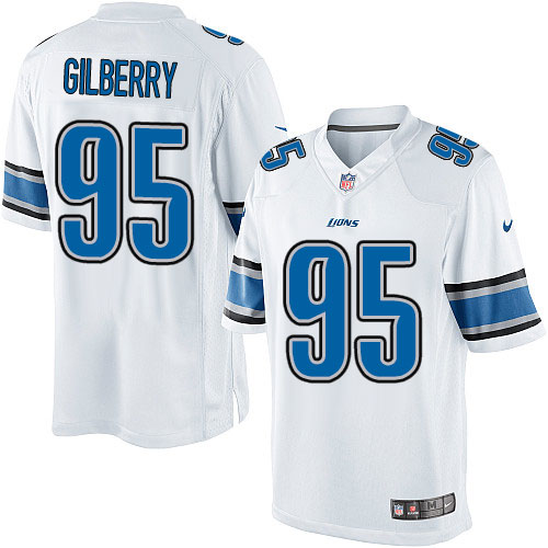 Youth Limited Wallace Gilberry Nike Jersey White Road - #95 NFL Detroit Lions
