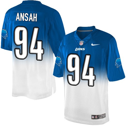 Men's Limited Ziggy Ansah Nike Jersey Light Blue/White - #94 Fadeaway NFL Detroit Lions