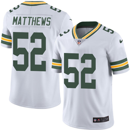 Men's Limited Clay Matthews Nike Jersey White - #52 Rush NFL Green Bay Packers