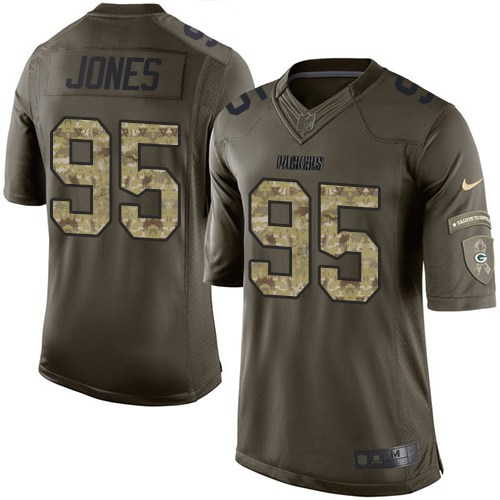 Men's Limited Datone Jones Nike Jersey Green - #95 Salute to Service NFL Green Bay Packers