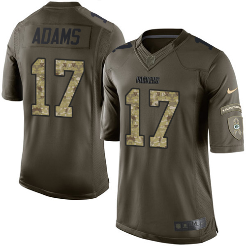 Men's Elite Davante Adams Nike Jersey Green - #17 Salute to Service NFL Green Bay Packers