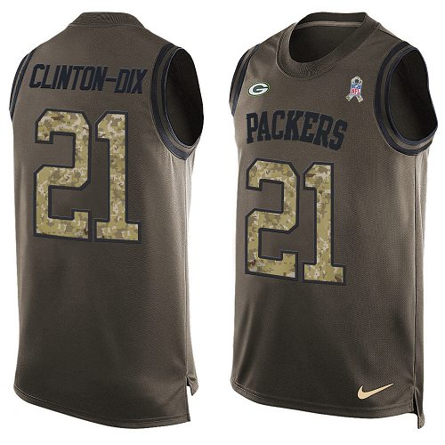 Men's Limited Ha Ha Clinton-Dix Nike Jersey Green - #21 Salute to Service Tank Top NFL Green Bay Packers