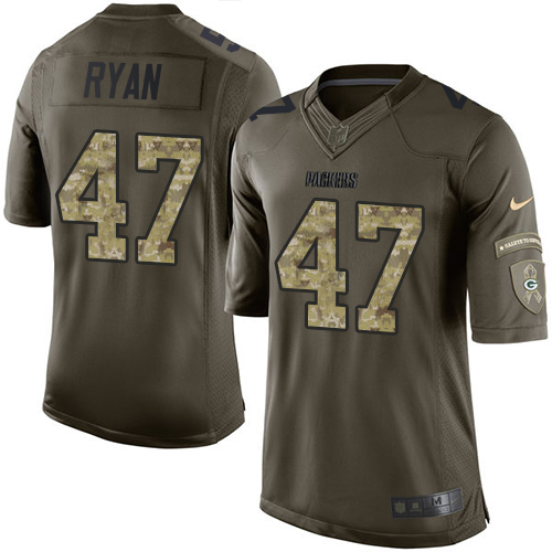 Youth Elite Jake Ryan Nike Jersey Green - #47 Salute to Service NFL Green Bay Packers