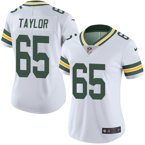 Women's Limited Lane Taylor Nike Jersey White - #65 Rush NFL Green Bay Packers