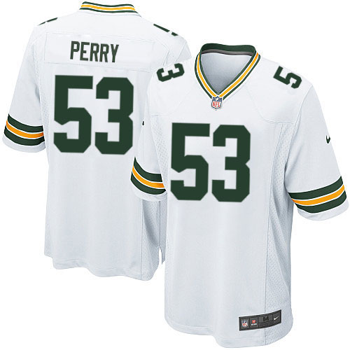 Men's Game Nick Perry Nike Jersey White Road - #53 NFL Green Bay Packers