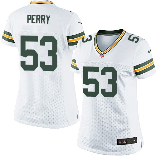 Women's Elite Nick Perry Nike Jersey White Road - #53 NFL Green Bay Packers